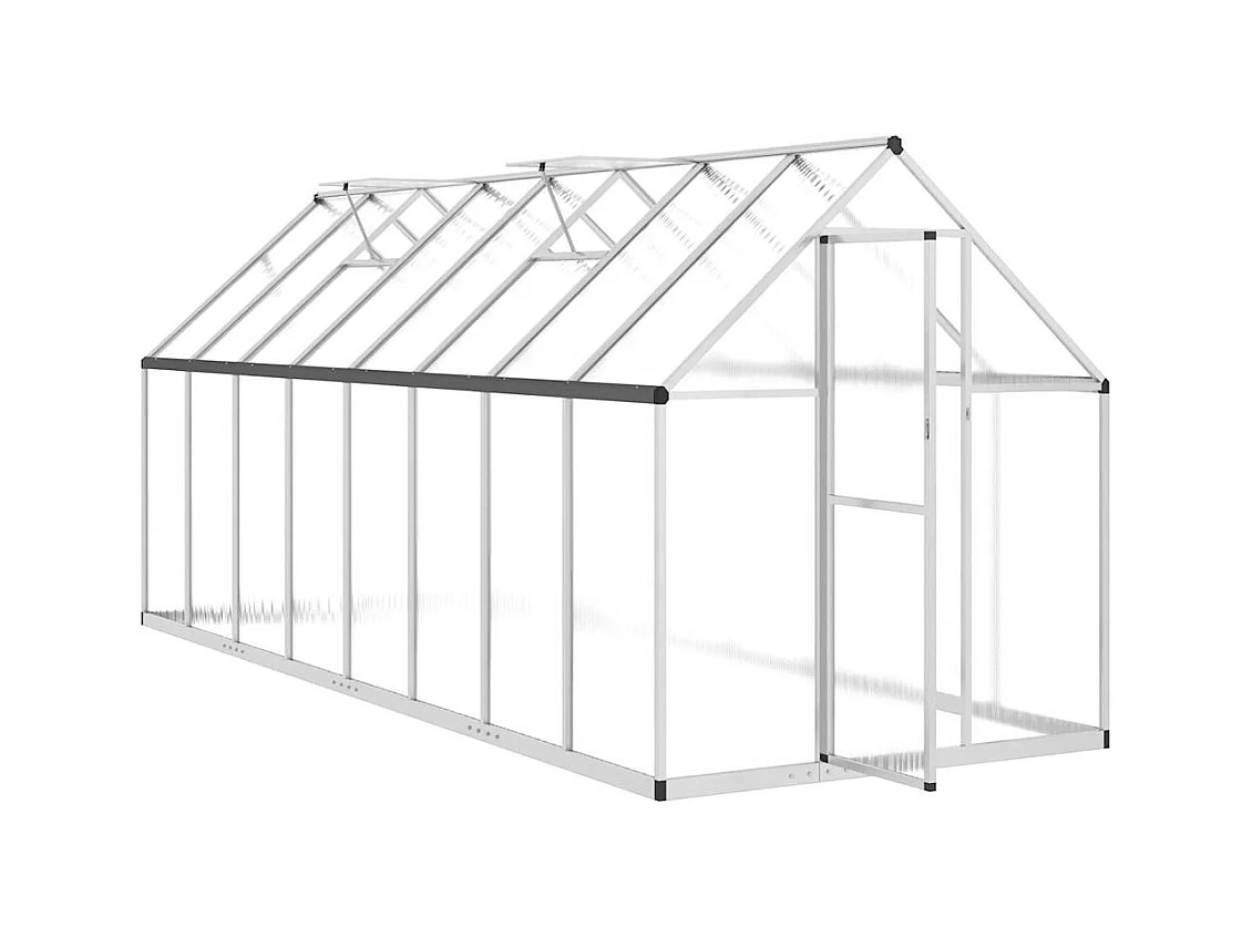 Invernadero de carpa para plantas flores y verduras con estructura de base plateada 445 x 169 x 195 cm aluminio Plata 02_0044525