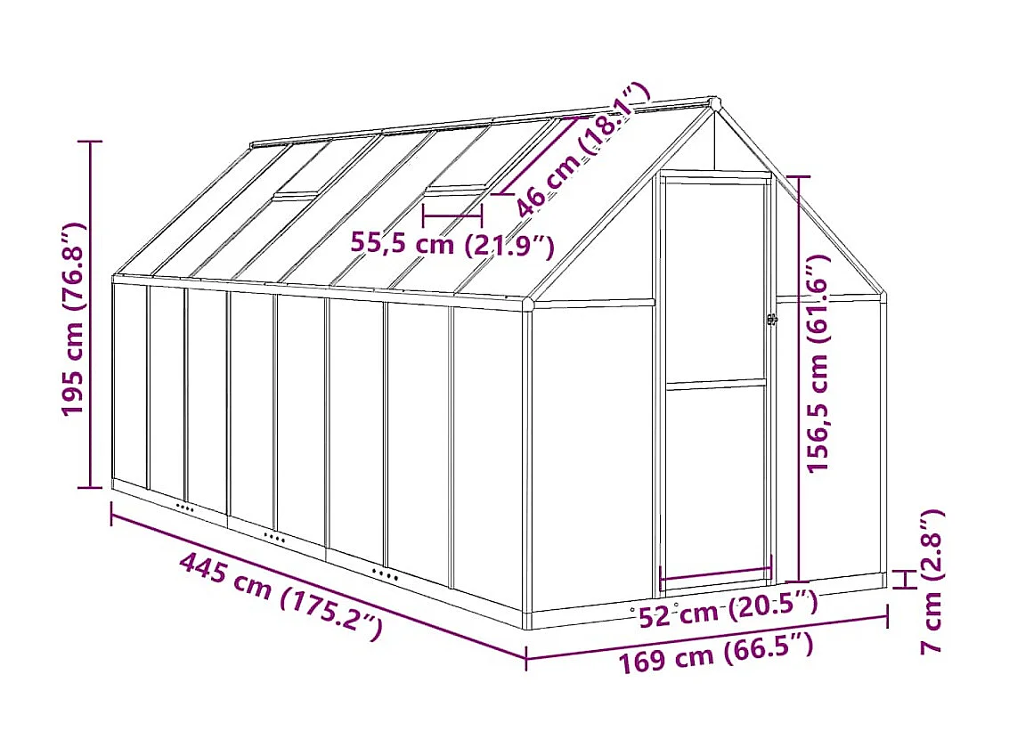 Serre tente abri plante aluminium argenté 445 x 169 x 195 cm 02_0044525
