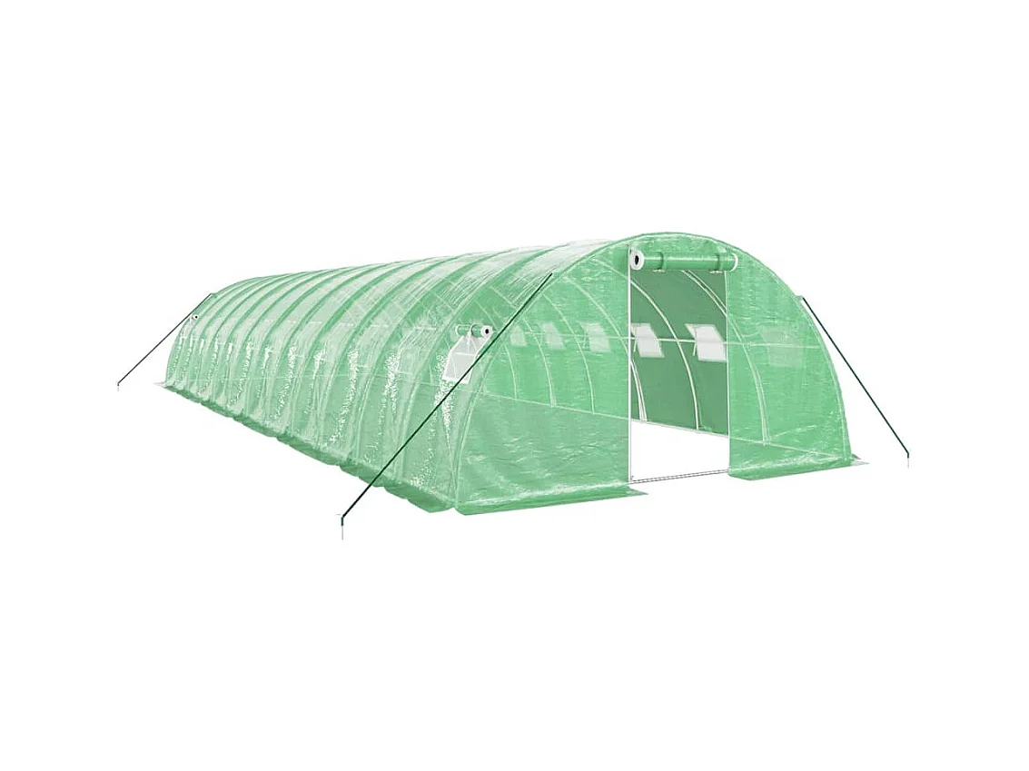 Serra tenda riparo piante fiori ortaggi con struttura in acciaio 48 m² 12 x 4 x 2 m verde 02_0044596