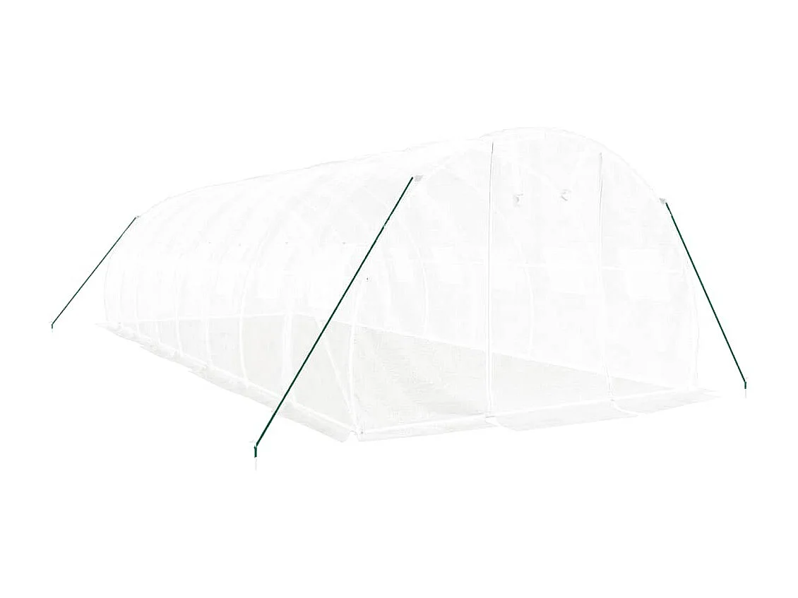 Tenda de estufa abrigo para plantas flores vegetais com estrutura de aço 24 m² 8 x 3 x 2 m branco 02_0044565
