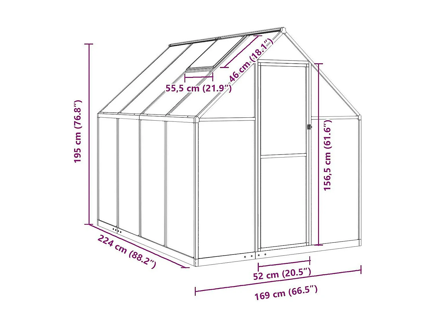 Invernadero de carpa para plantas flores y verduras con estructura de base 224 x 169 x 195 cm aluminio antracita 02_0044496