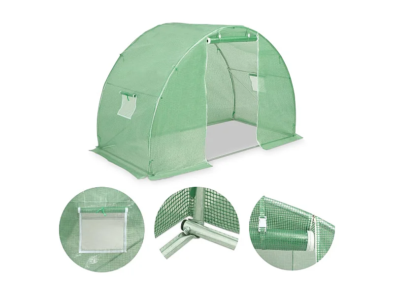 Serra tenda riparo piante fiori ortaggi 45 m² 300 x 150 x 200 cm verde 02_0044448