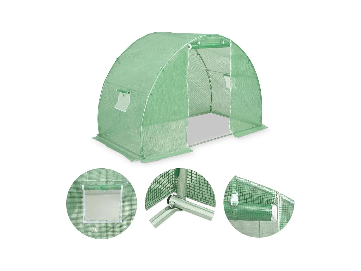 Serra tenda riparo piante fiori ortaggi 45 m² 300 x 150 x 200 cm verde 02_0044448