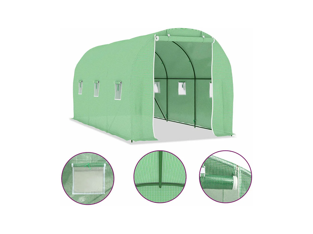 Serra tenda riparo piante fiori ortaggi 9 m² 45 x 2 x 2 m verde 02_0044458
