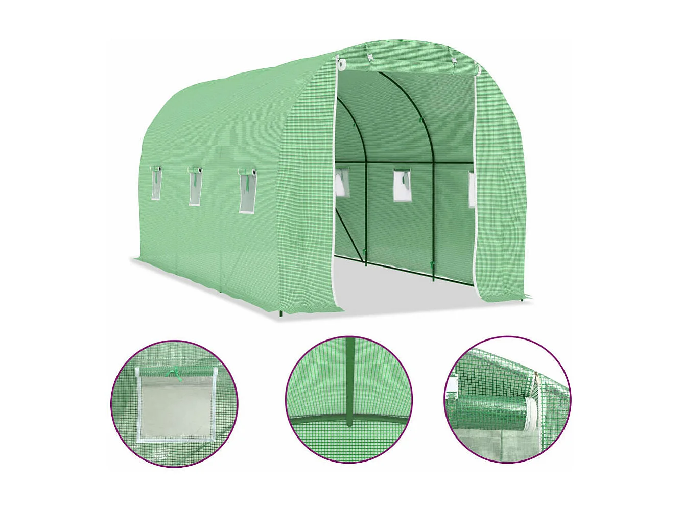 Invernadero de carpa para plantas flores y verduras 9 m² 45 x 2 x 2 m verde 02_0044458