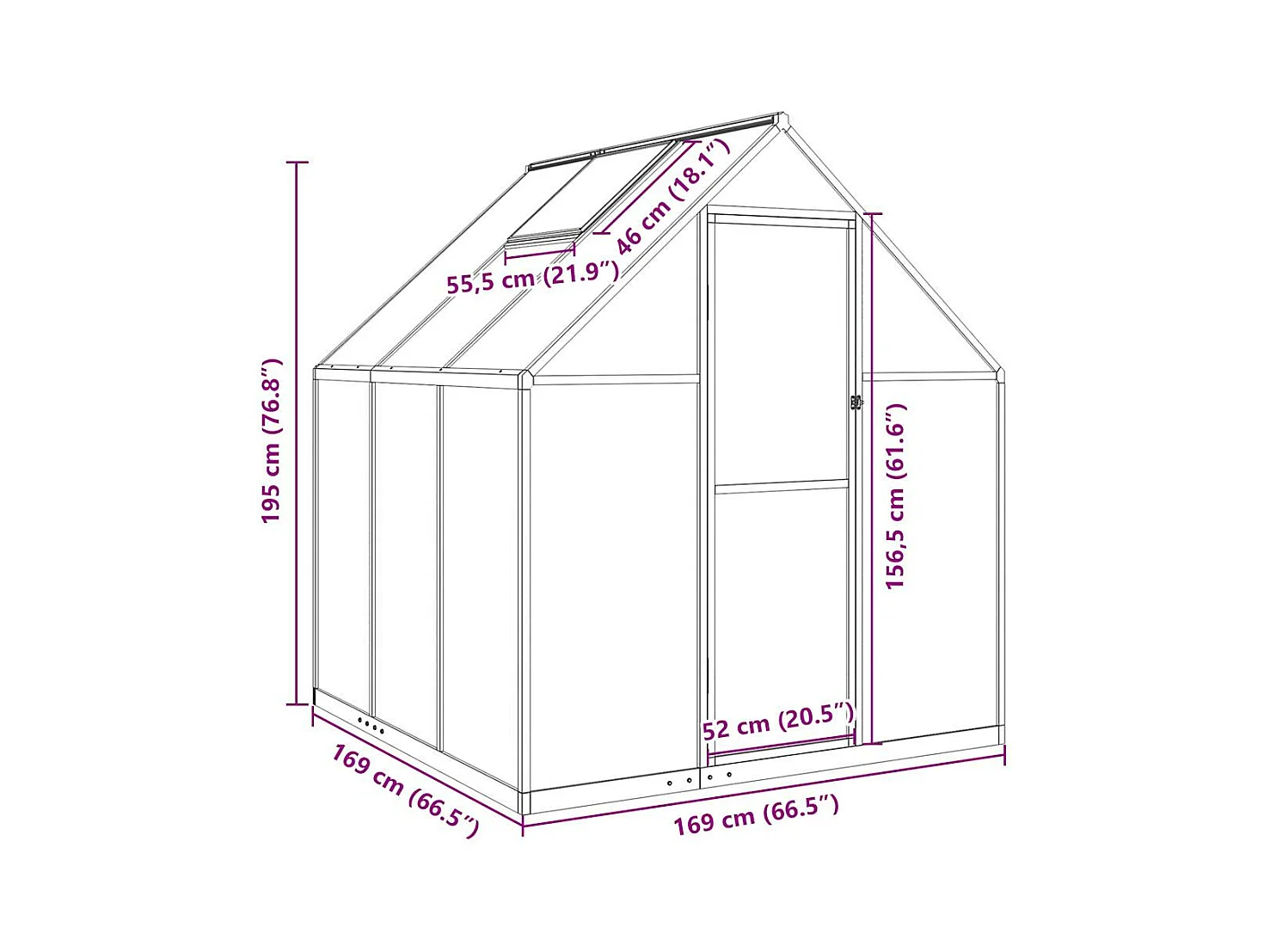 Invernadero de carpa para plantas flores y verduras con estructura de aluminio verde 169 x 169 x 195 cm 02_0044489