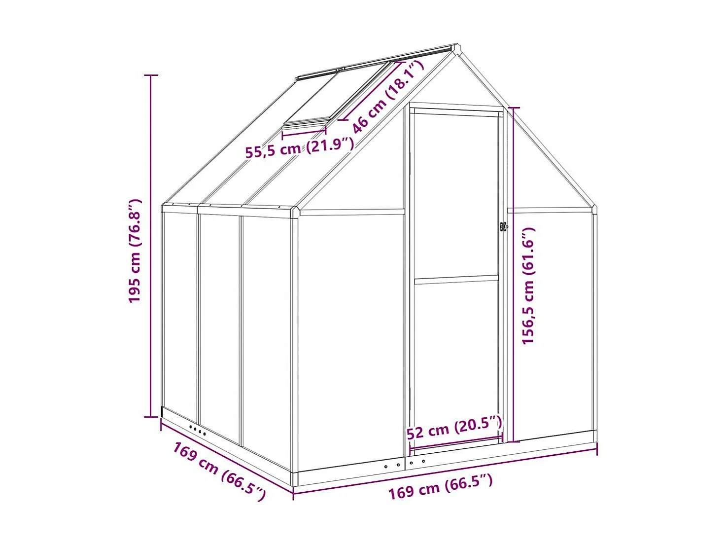 Serre tente abri plante aluminium 169 x 169 x 195 cm 02_0044489