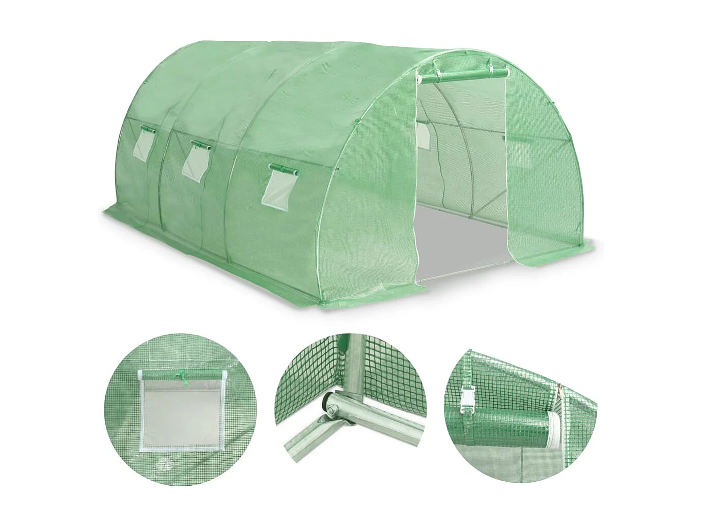 Invernadero de carpa para plantas flores y verduras 135 m² 450 x 300 x 200 cm verde 02_0044441