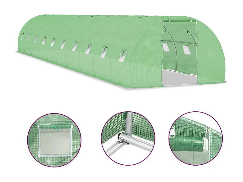 Serra tenda riparo piante fiori ortaggi 45 m² 15 x 3 x 2 m verde 02_0044450