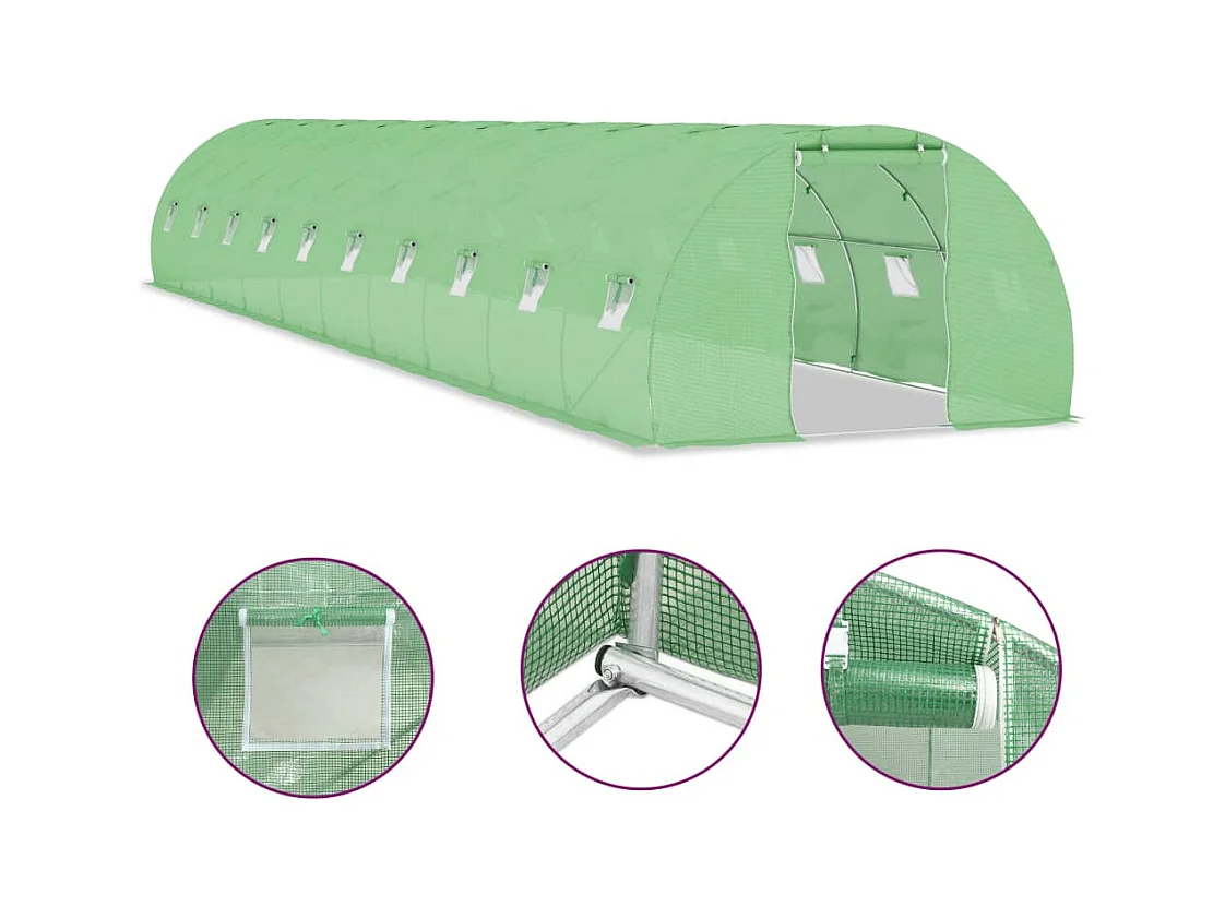 Serra tenda riparo piante fiori ortaggi 45 m² 15 x 3 x 2 m verde 02_0044450