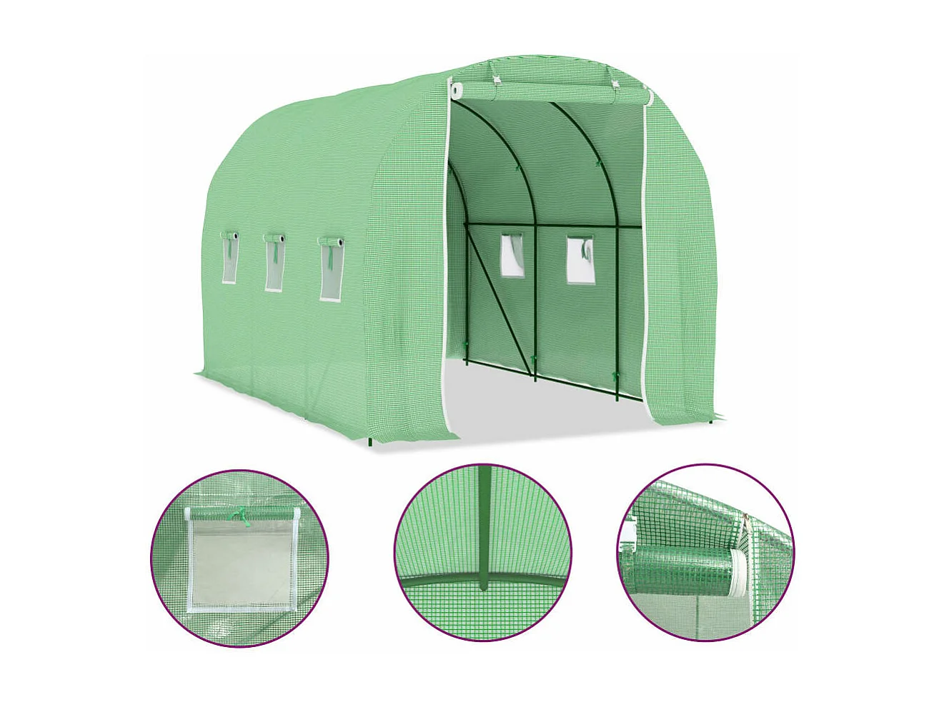 Estufa tenda abrigo planta flor hortaliças 686 m² 343 x 2 x 2 m verde 02_0044452