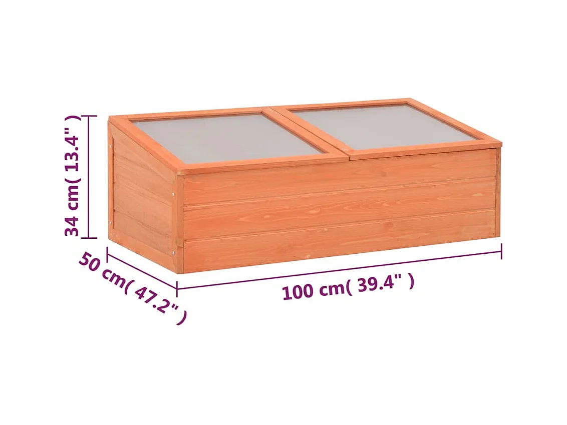 Serra tenda riparo piante fiori ortaggi legno 100 x 50 x 34 cm marrone 02_0044650