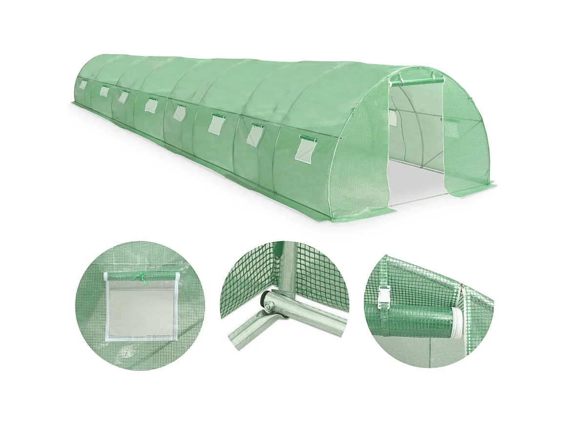 Invernadero de carpa para plantas flores y verduras 36 m² 1200 x 300 x 200 cm verde 02_0044446