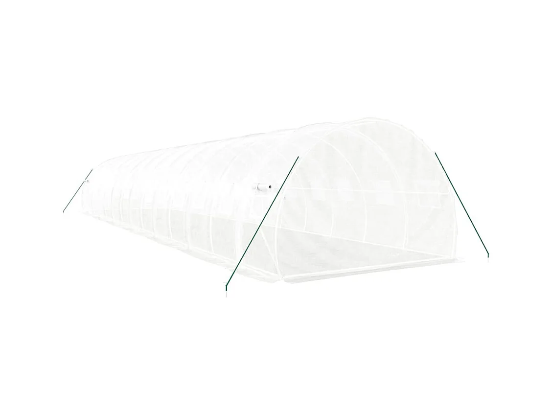 Serra tenda riparo piante fiori ortaggi con struttura in acciaio 42 m² 14 x 3 x 2 m bianco 02_0044591