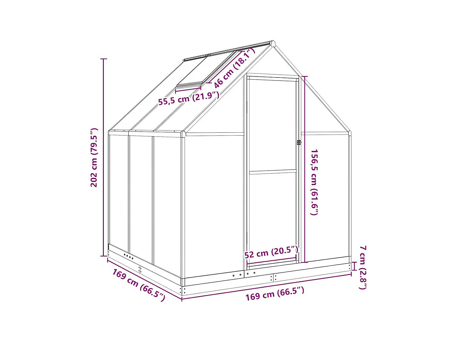 Tenda de estufa abrigo para plantas flores vegetais com estrutura de base 169 x 169 x 202 cm alumínio verde 02_0044491