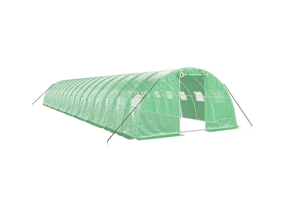 Serra tenda riparo piante fiori ortaggi con struttura in acciaio 64 m² 16 x 4 x 2 m verde 02_0044618