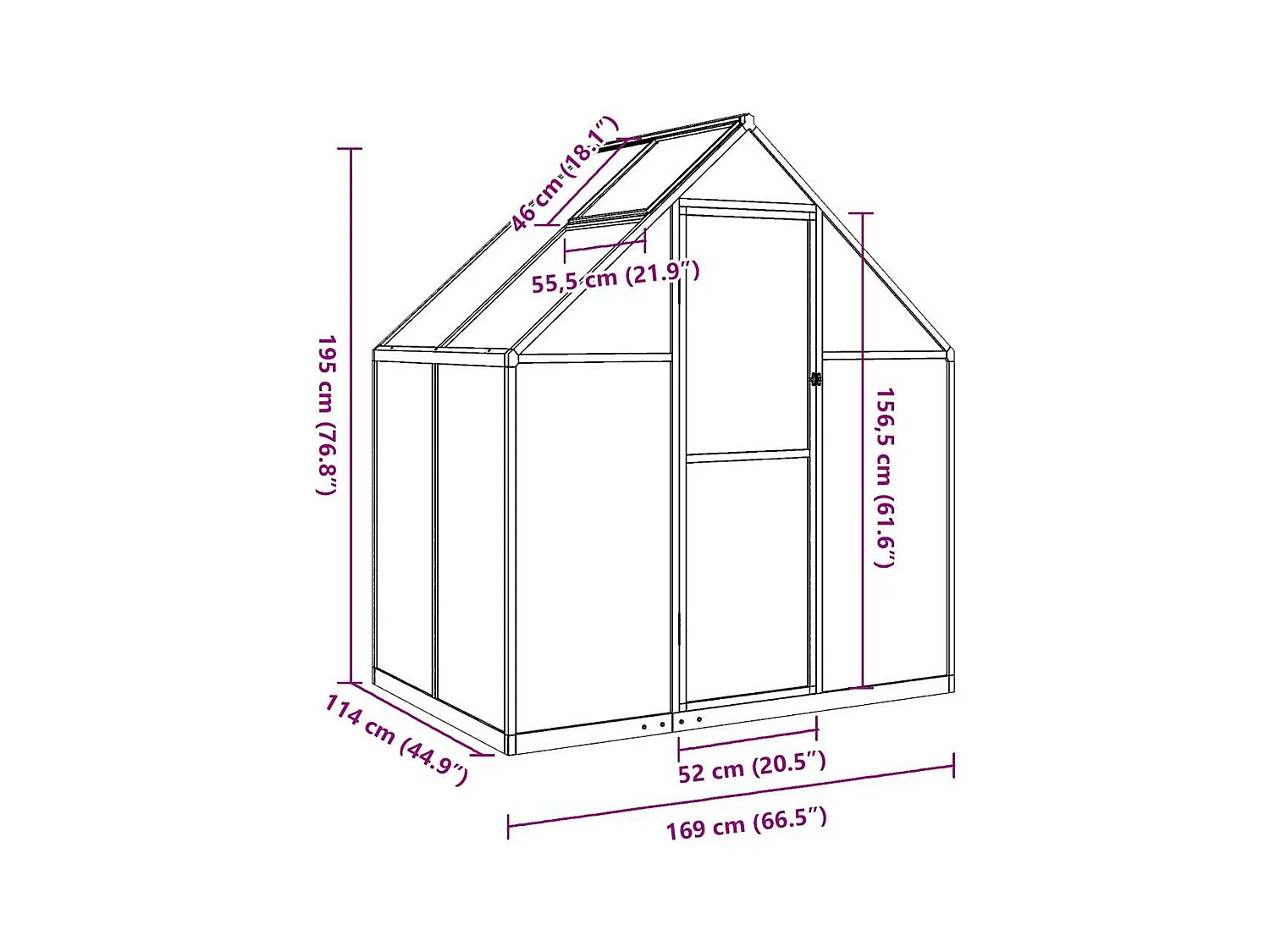Invernadero de carpa para plantas flores y verduras con estructura de aluminio verde 169 x 114 x 195 cm 02_0044485