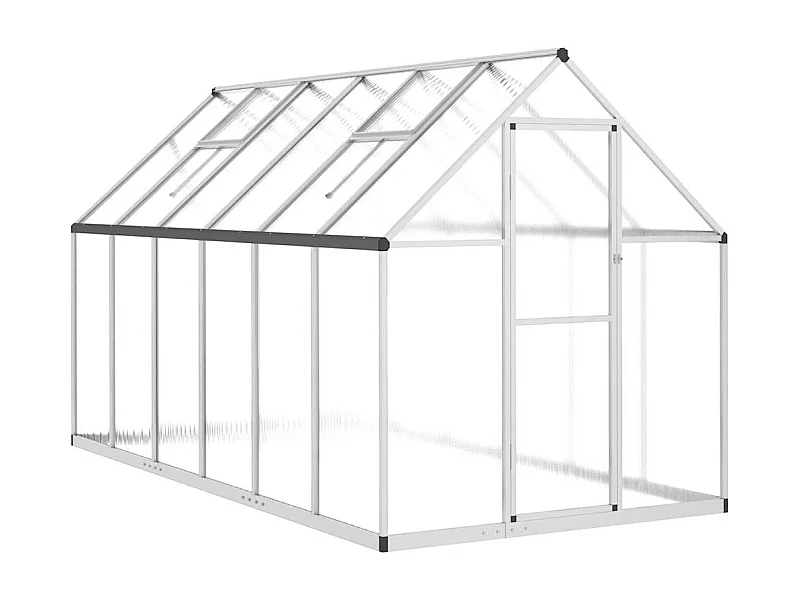 Tenda de estufa abrigo para plantas flores vegetais com estrutura de base prateada 334 x 169 x 195 cm alumínio Prata 02_0044523