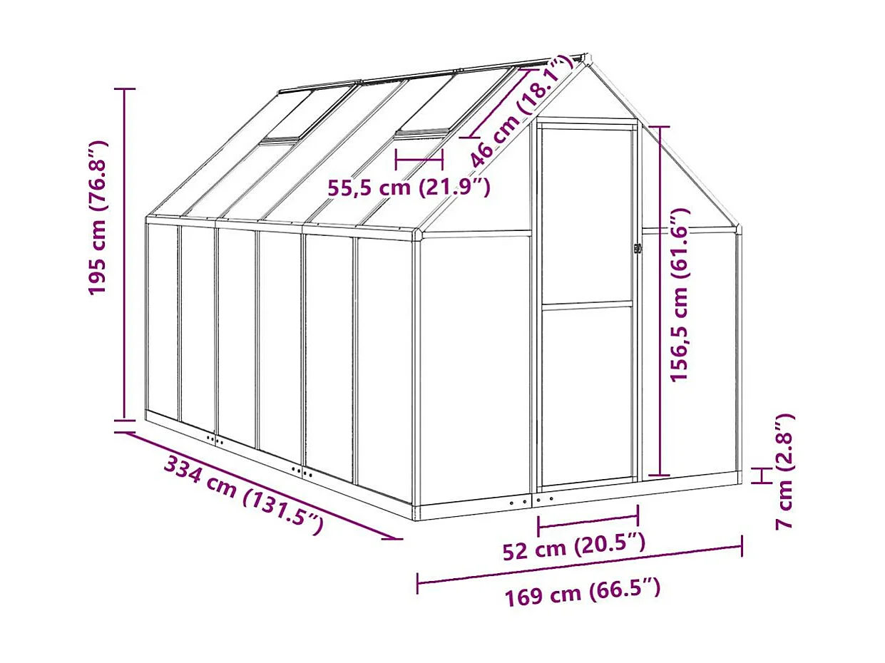 Serre tente abri plante aluminium argenté 334 x 169 x 195 cm 02_0044523