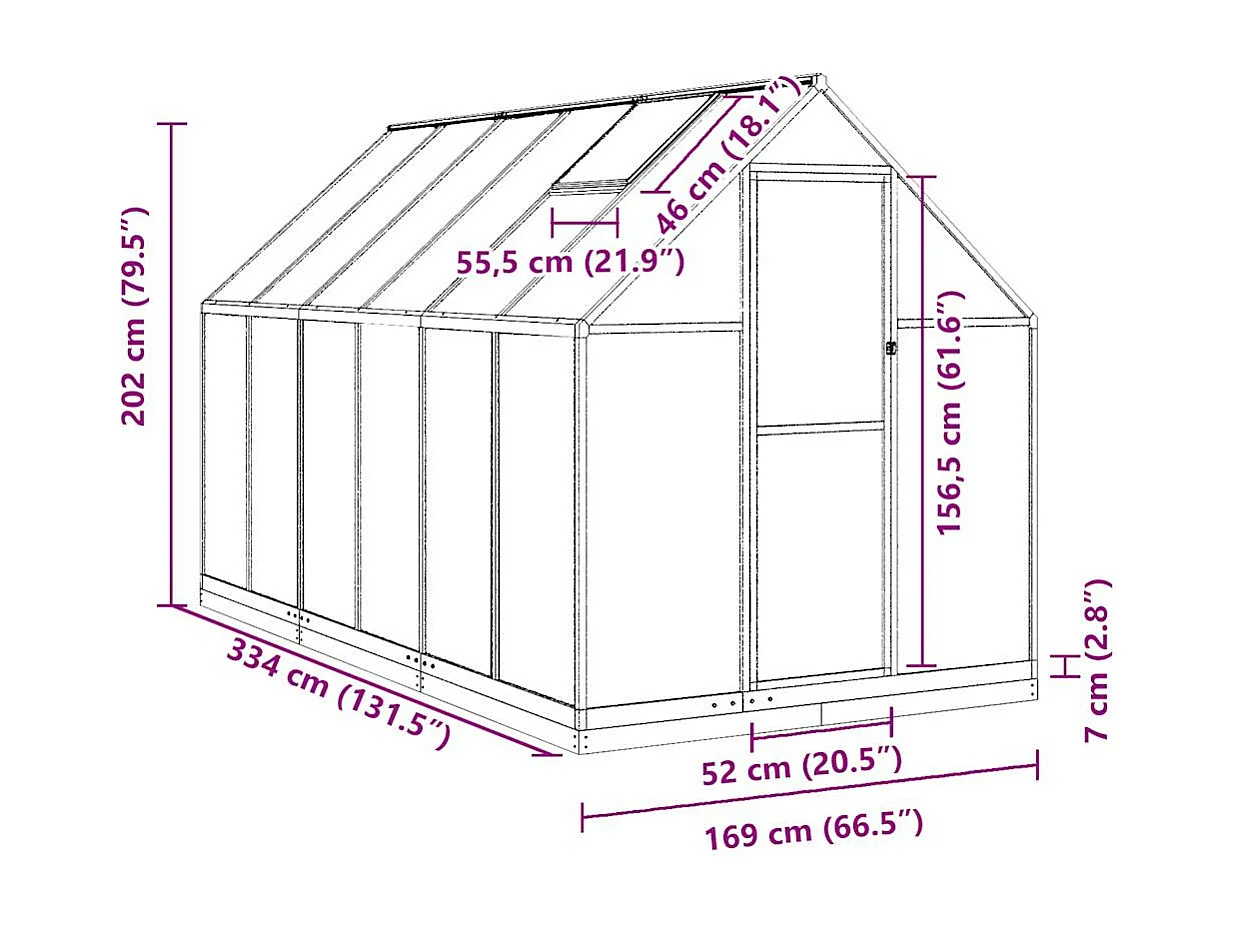 Serre tente abri plante aluminium argenté 334 x 169 x 202 cm 02_0044524