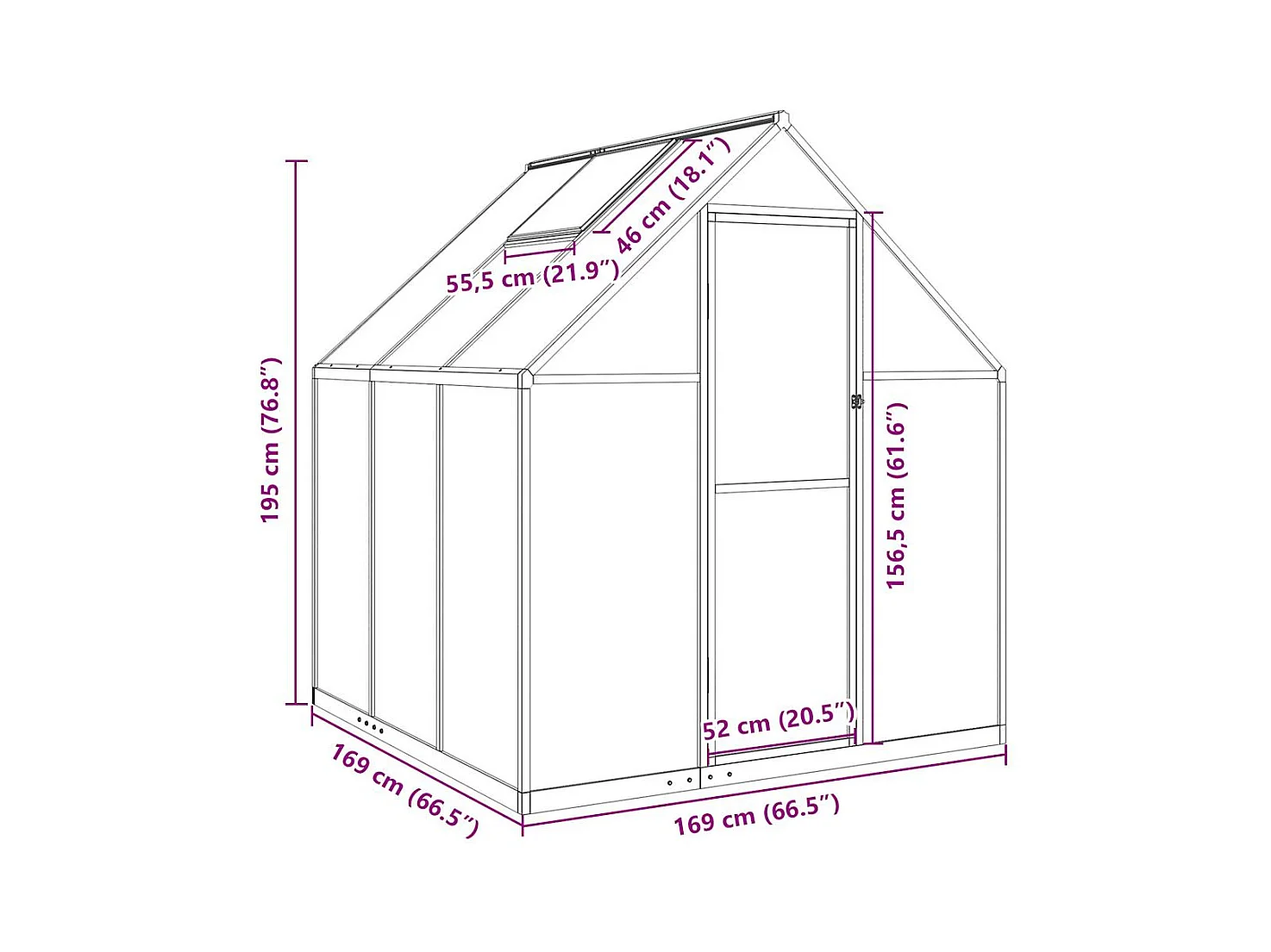 Invernadero de carpa para plantas flores y verduras con estructura de base 169 x 169 x 195 cm aluminio antracita 02_0044488