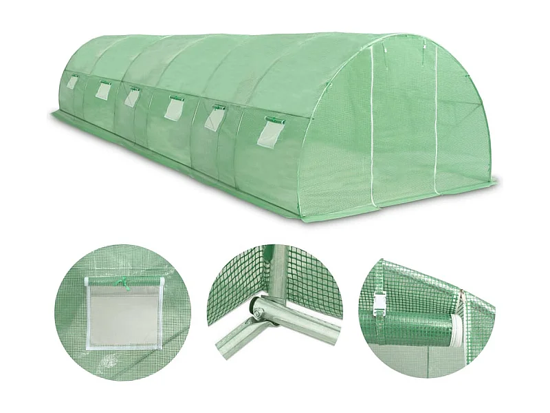 Serra tenda riparo piante fiori ortaggi 27 m² 900 x 300 x 200 cm verde 02_0044444