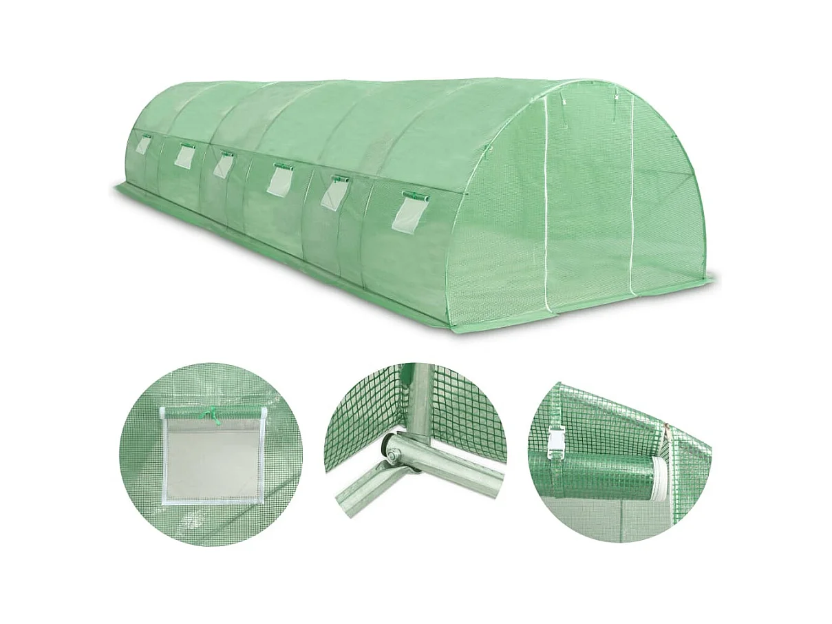 Serra tenda riparo piante fiori ortaggi 27 m² 900 x 300 x 200 cm verde 02_0044444