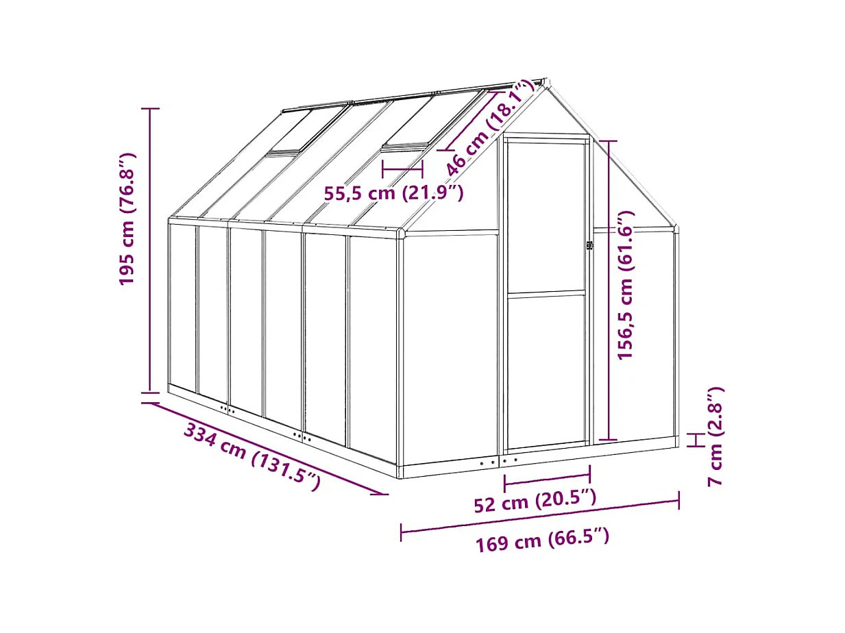 Invernadero de carpa para plantas flores y verduras con estructura de aluminio verde 334 x 169 x 195 cm 02_0044502