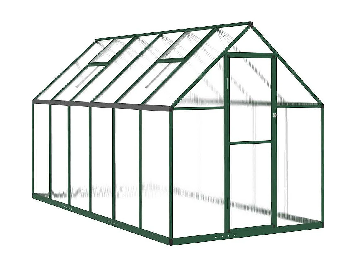 Tenda de estufa abrigo para plantas flores vegetais com estrutura de base 334 x 169 x 195 cm alumínio verde 02_0044502