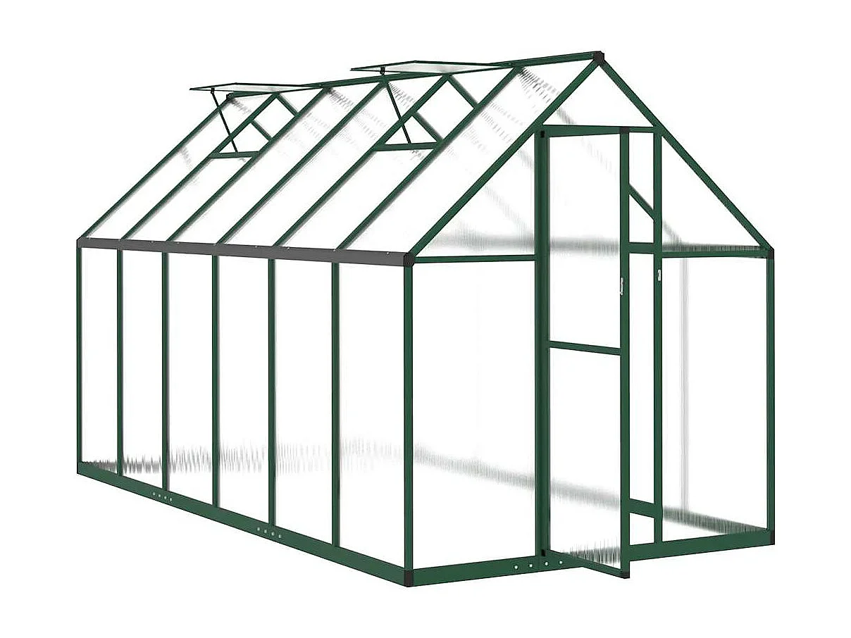 Tenda de estufa abrigo para plantas flores vegetais com estrutura de base 334 x 169 x 195 cm alumínio verde 02_0044502