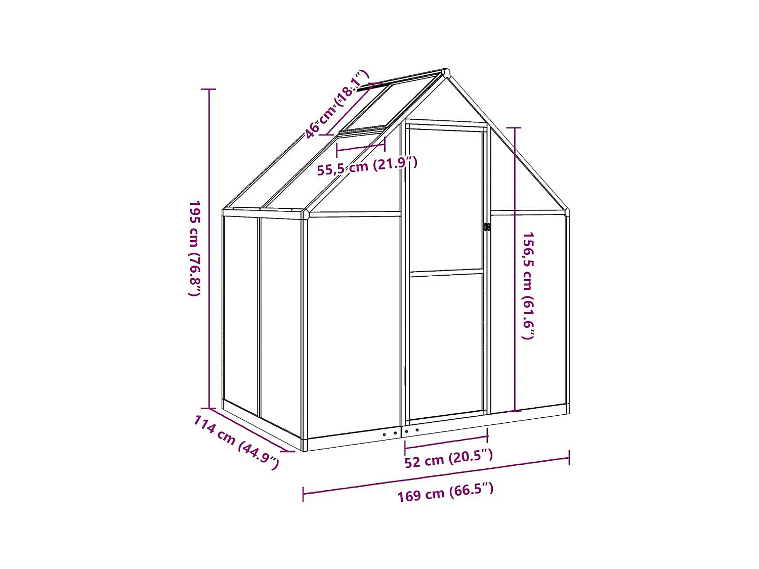Invernadero de carpa para plantas flores y verduras con estructura de base plateada 169 x 114 x 195 cm aluminio Plata 02_0044515