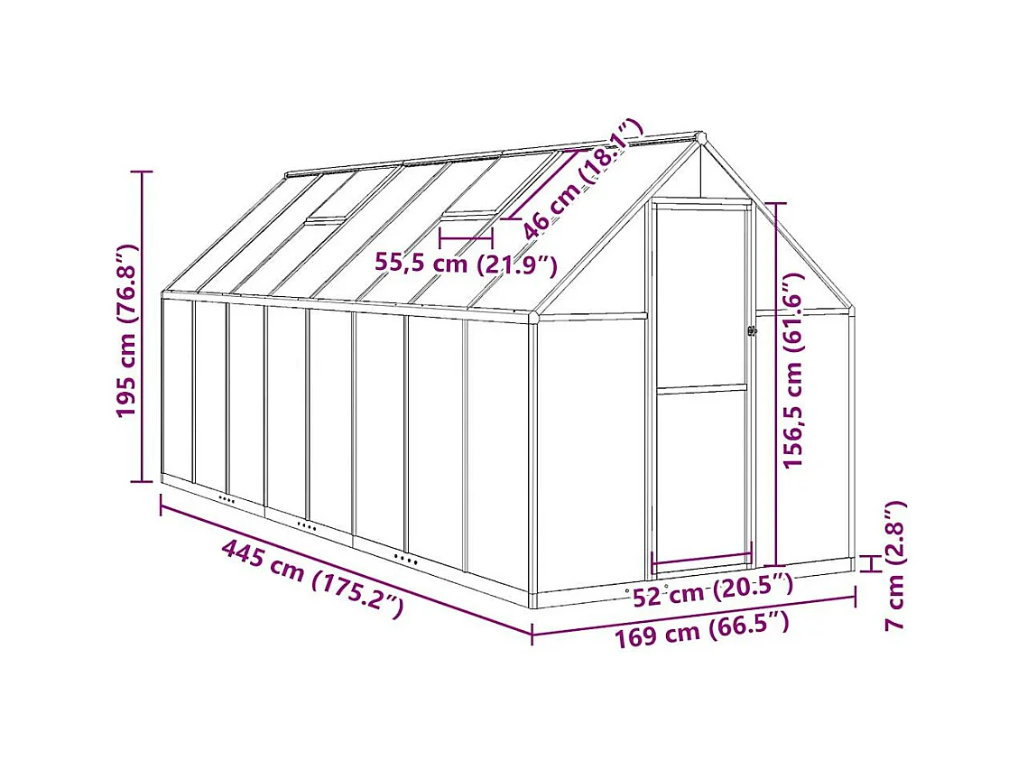 Invernadero de carpa para plantas flores y verduras con estructura de aluminio verde 445 x 169 x 195 cm 02_0044506
