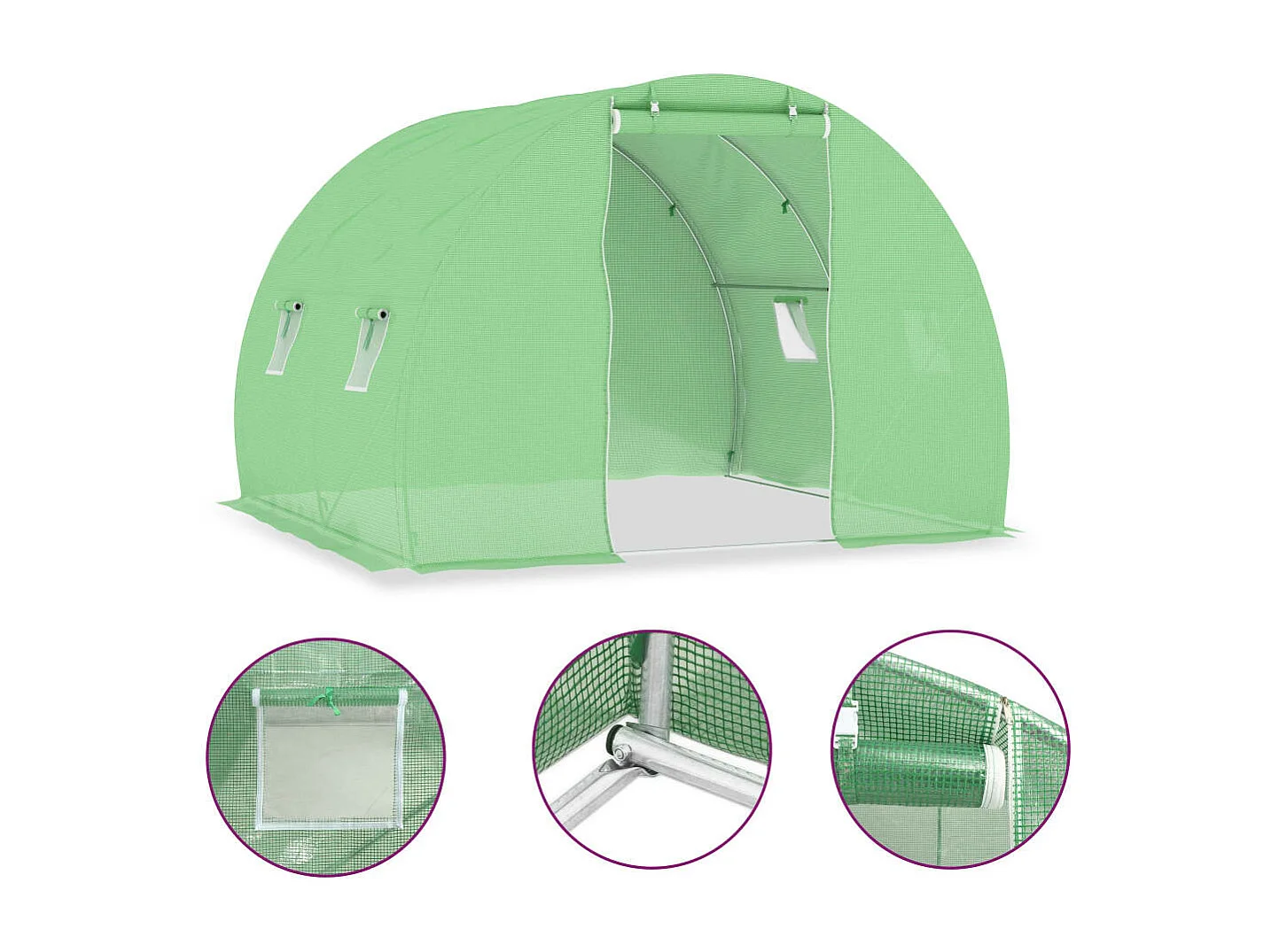 Invernadero de carpa para plantas flores y verduras 6 m² 3 x 2 x 2 m verde 02_0044451