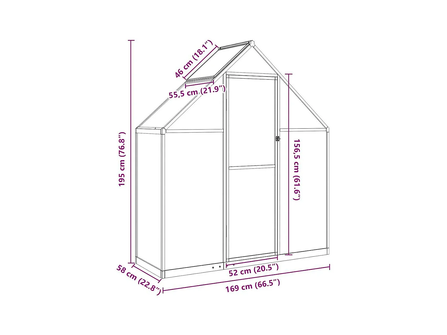 Invernadero de carpa para plantas flores y verduras con estructura de aluminio verde 169 x 58 x 195 cm 02_0044493