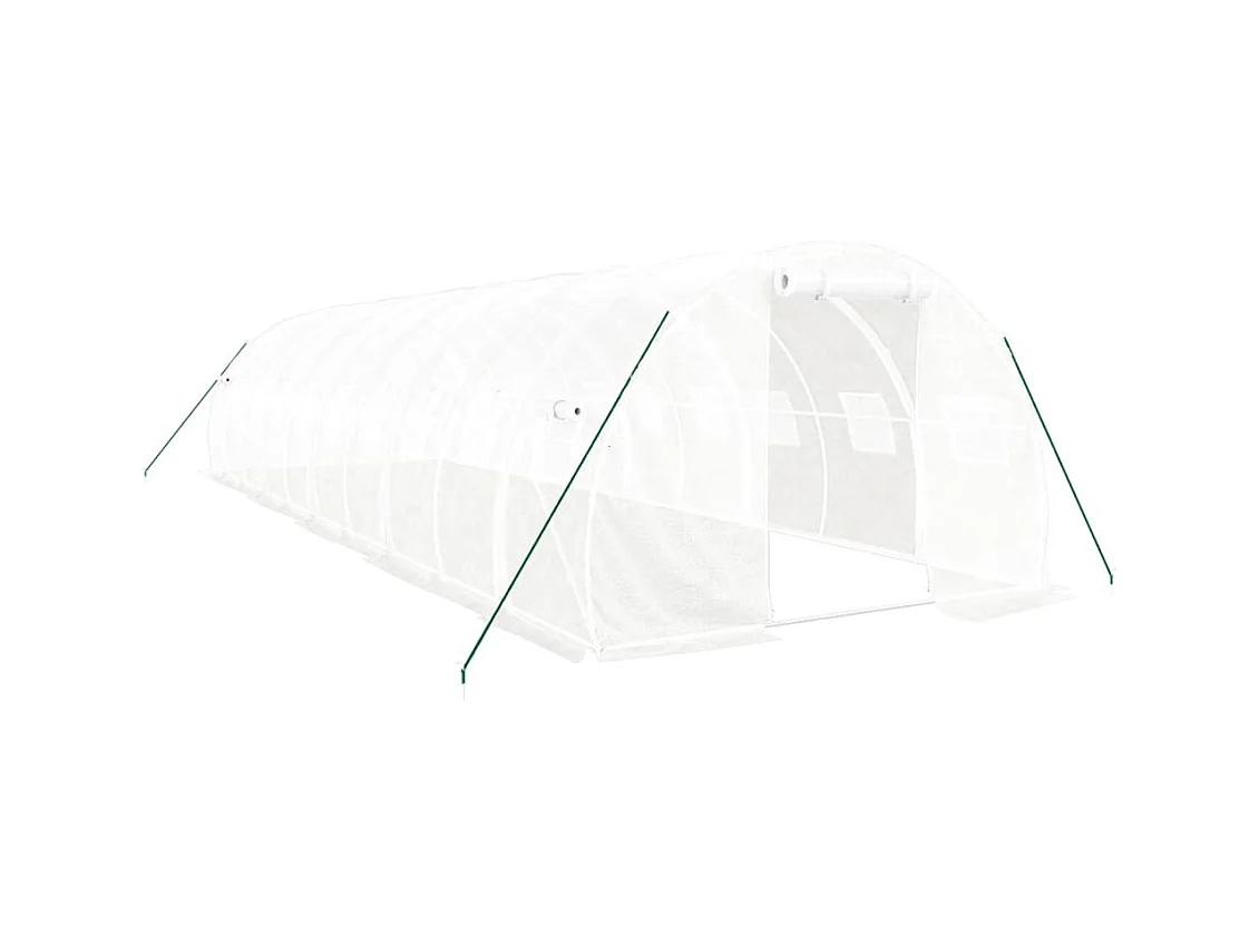 Serra tenda riparo piante fiori ortaggi con struttura in acciaio 30 m² 10 x 3 x 2 m bianco 02_0044569
