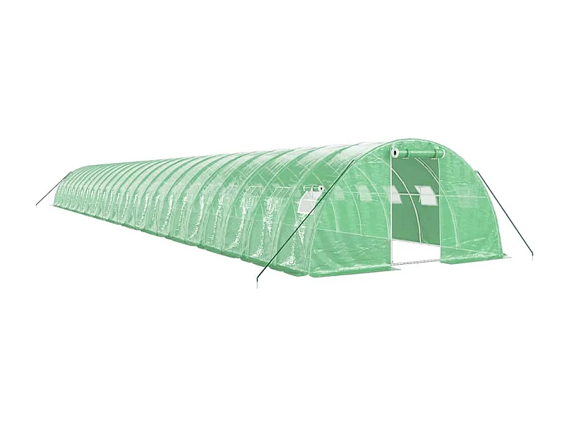 Serra tenda riparo piante fiori ortaggi con struttura in acciaio 96 m² 24 x 4 x 2 m verde 02_0044646