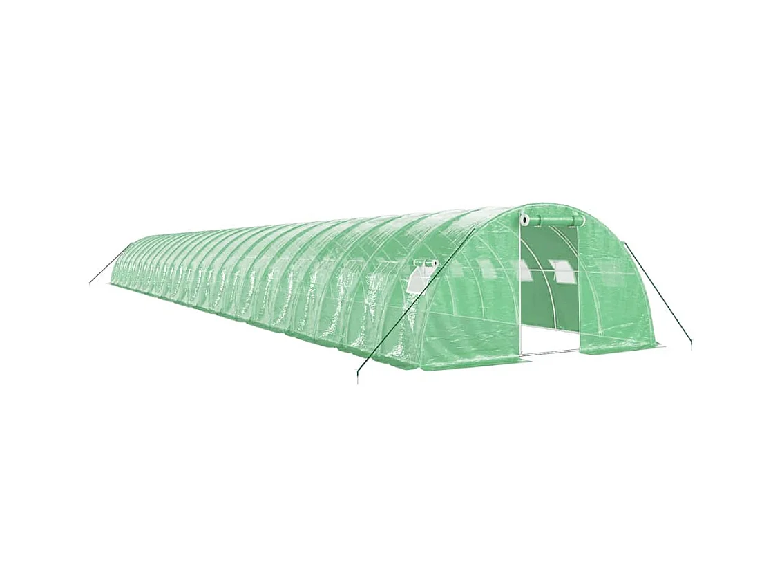 Serra tenda riparo piante fiori ortaggi con struttura in acciaio 96 m² 24 x 4 x 2 m verde 02_0044646