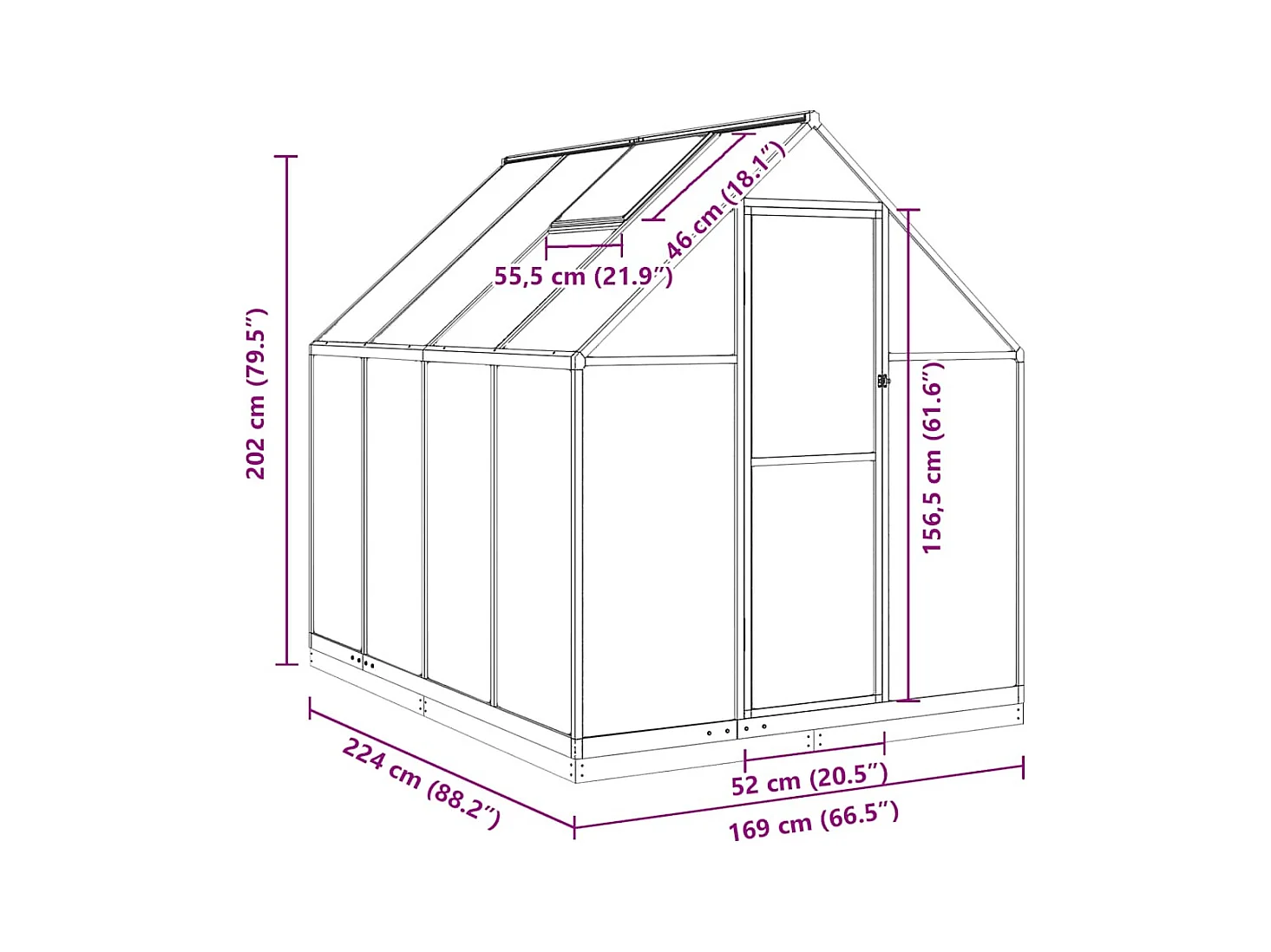 Invernadero de carpa para plantas flores y verduras con estructura de aluminio verde 224 x 169 x 202 cm 02_0044499