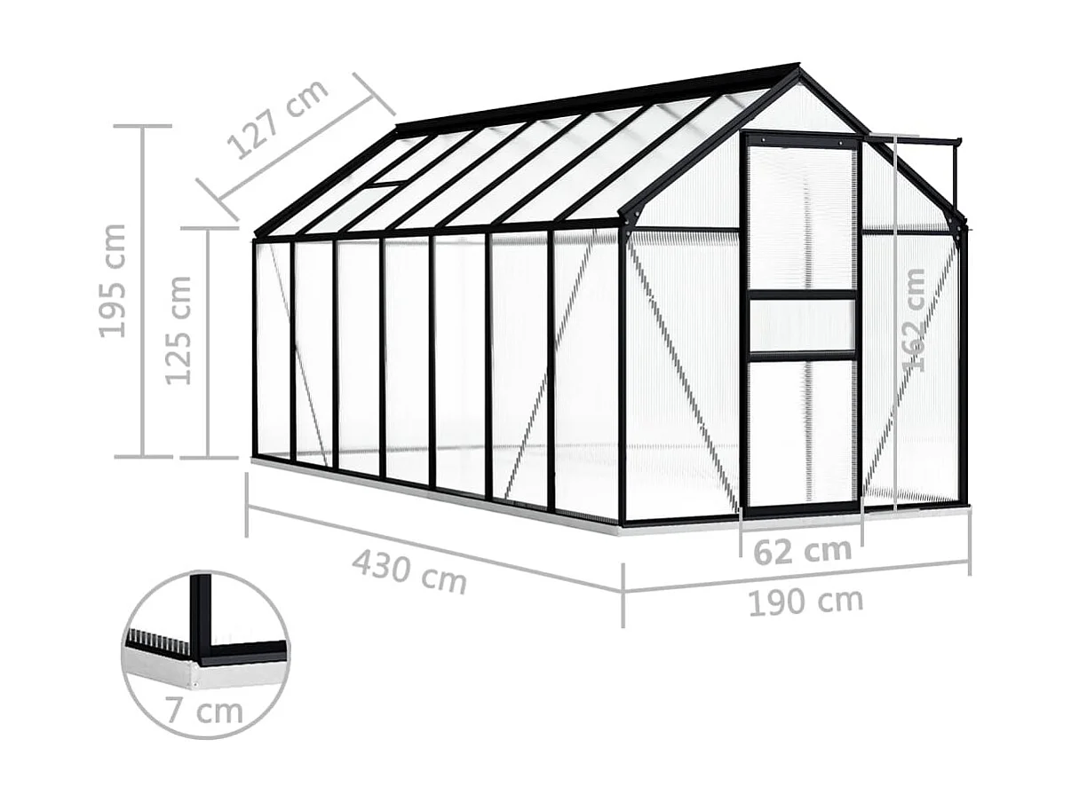 Tenda de abrigo para estufas plantas flores e vegetais com estrutura de base em alumínio 817 m² antracite 02_0044513