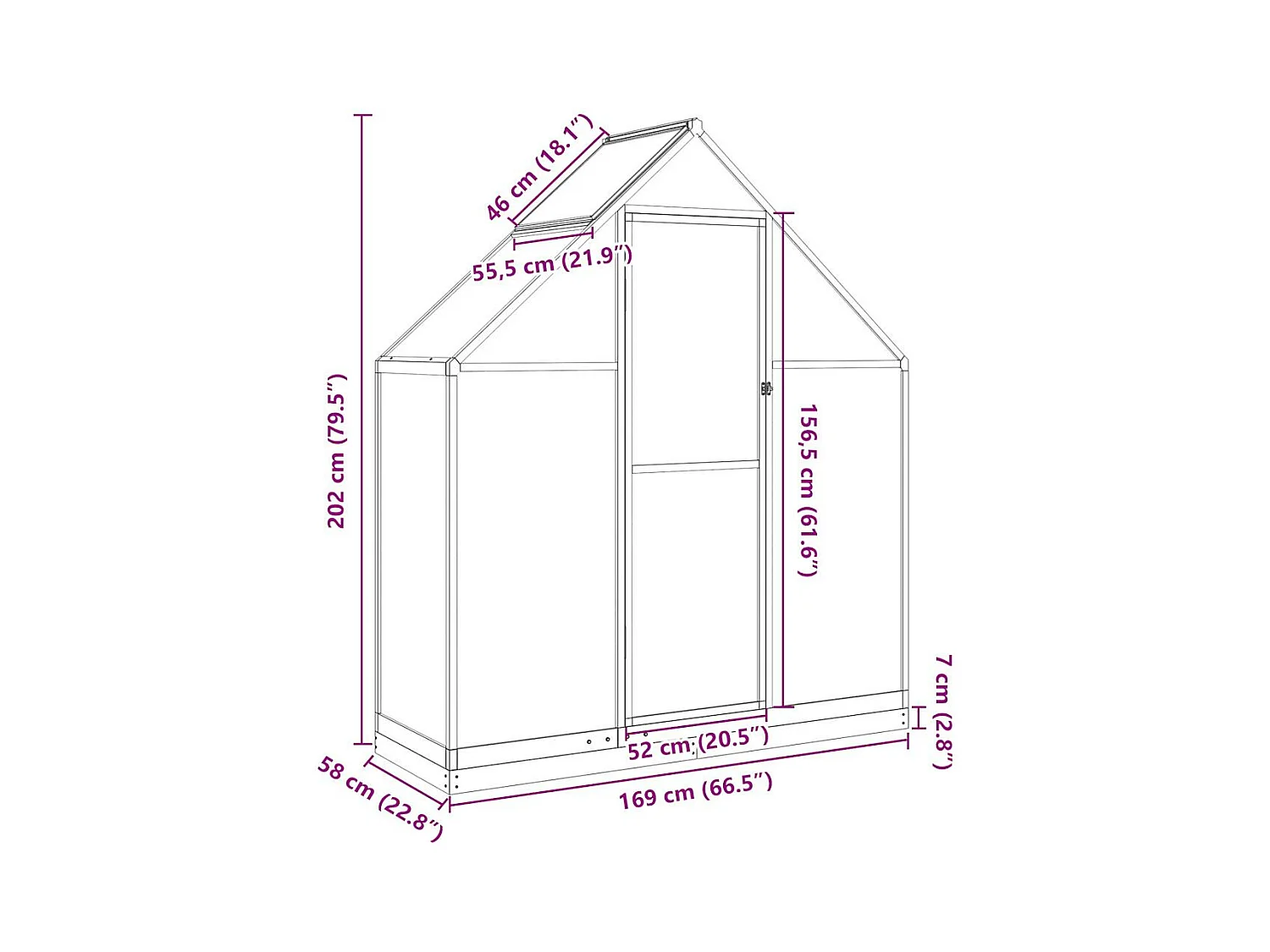 Invernadero de carpa para plantas flores y verduras con estructura de base 169 x 58 x 202 cm aluminio antracita 02_0044494