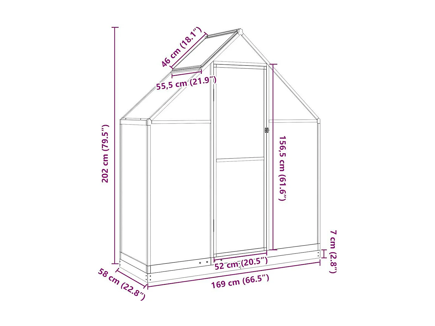 Invernadero de carpa para plantas flores y verduras con estructura de base 169 x 58 x 202 cm aluminio antracita 02_0044494
