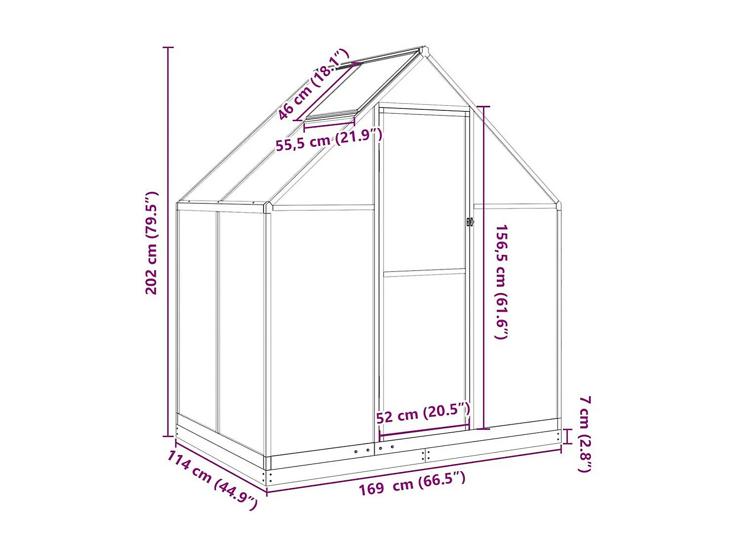 Invernadero de carpa para plantas flores y verduras con estructura de base 169 x 114 x 202 cm aluminio antracita 02_0044486
