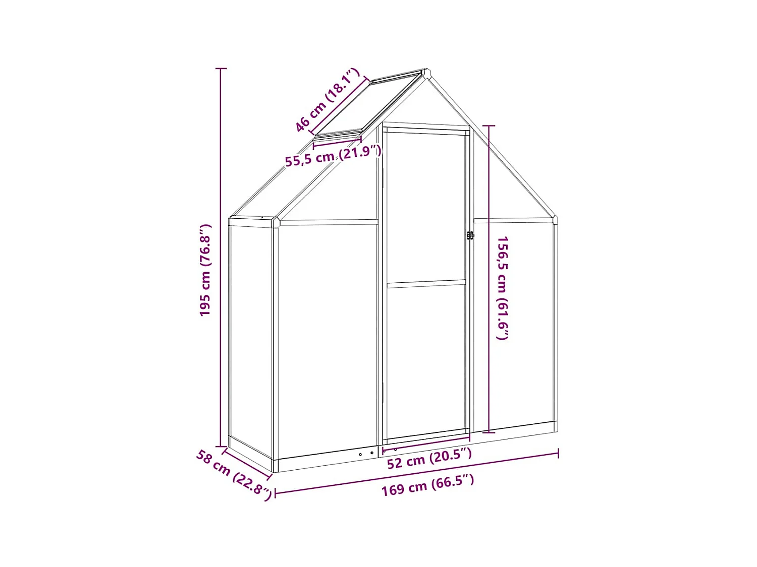 Serre tente abri plante aluminium 169 x 58 x 195 cm 02_0044492