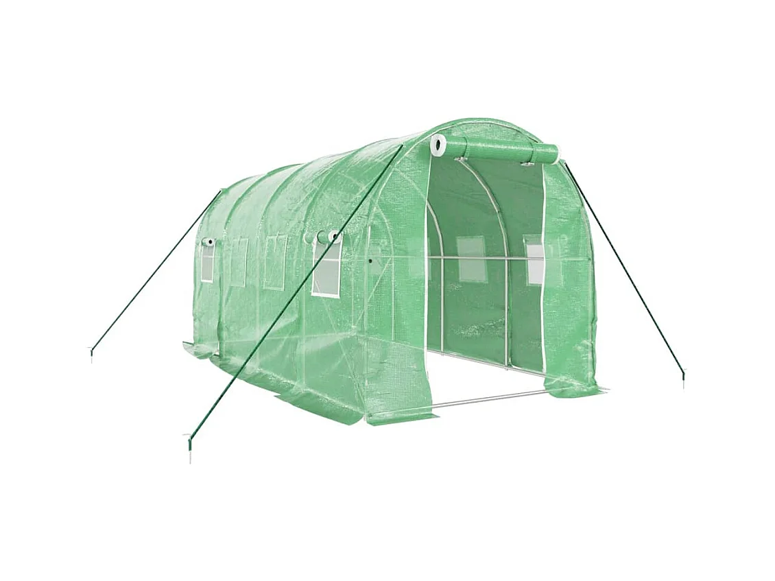 Serra tenda riparo piante fiori ortaggi con struttura in acciaio 8 m² 4 x 2 x 2 m verde 02_0044631