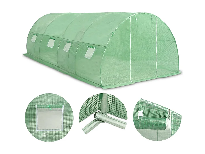 Serra tenda riparo piante fiori ortaggi 18 m² 600 x 300 x 200 cm verde 02_0044442