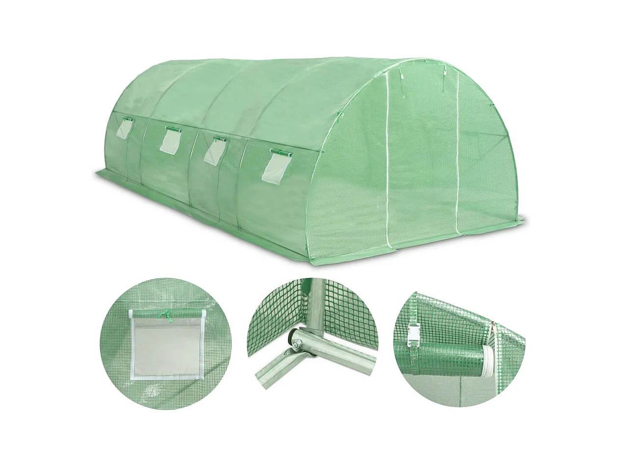 Serra tenda riparo piante fiori ortaggi 18 m² 600 x 300 x 200 cm verde 02_0044442