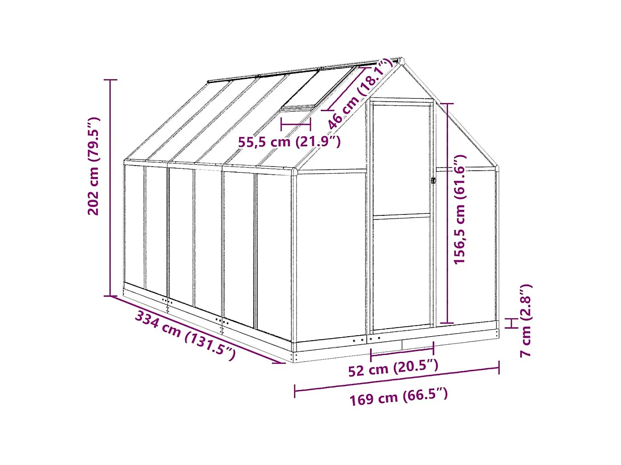 Invernadero de carpa para plantas flores y verduras con estructura de aluminio verde 334 x 169 x 202 cm 02_0044504