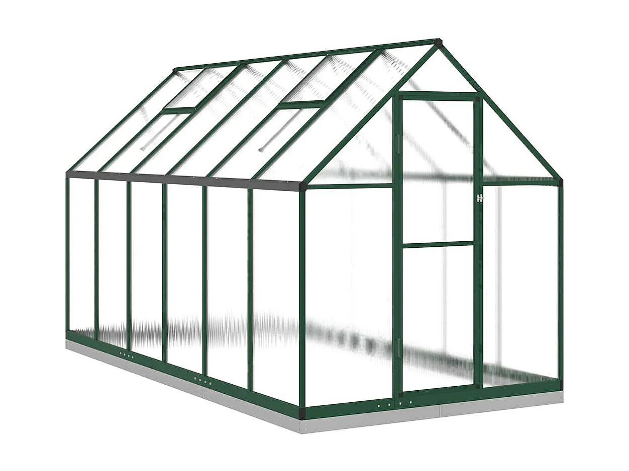 Serra tenda riparo piante fiori ortaggi con telaio di base 334 x 169 x 202 cm alluminio verde 02_0044504