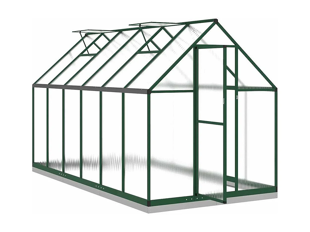 Serra tenda riparo piante fiori ortaggi con telaio di base 334 x 169 x 202 cm alluminio verde 02_0044504