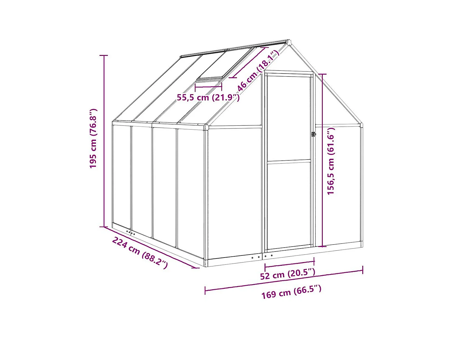 Invernadero de carpa para plantas flores y verduras con estructura de aluminio verde 224 x 169 x 195 cm 02_0044497